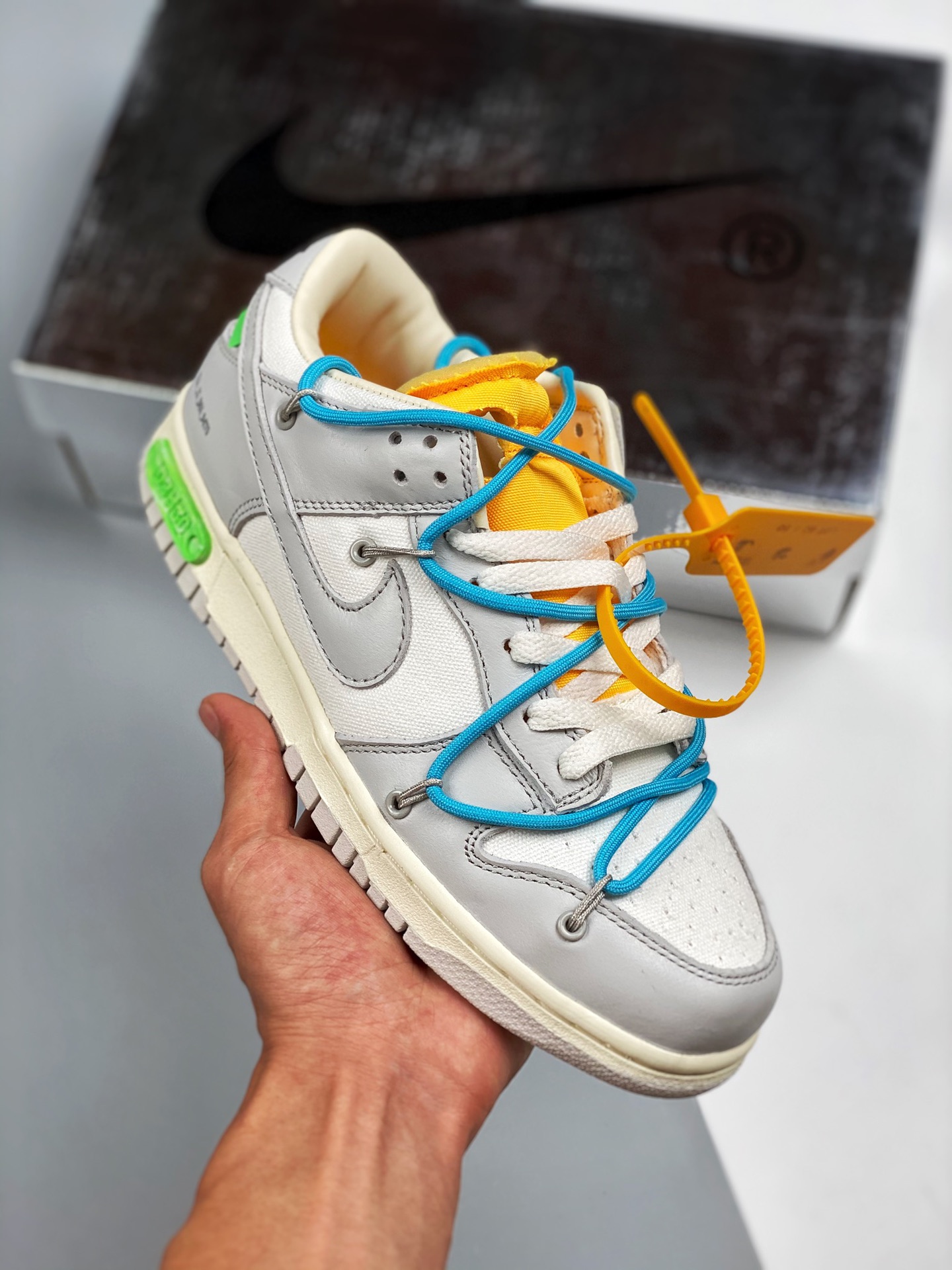Off-White x Nike Dunk Low "02 of 50" Sail Grey Yellow Shoes