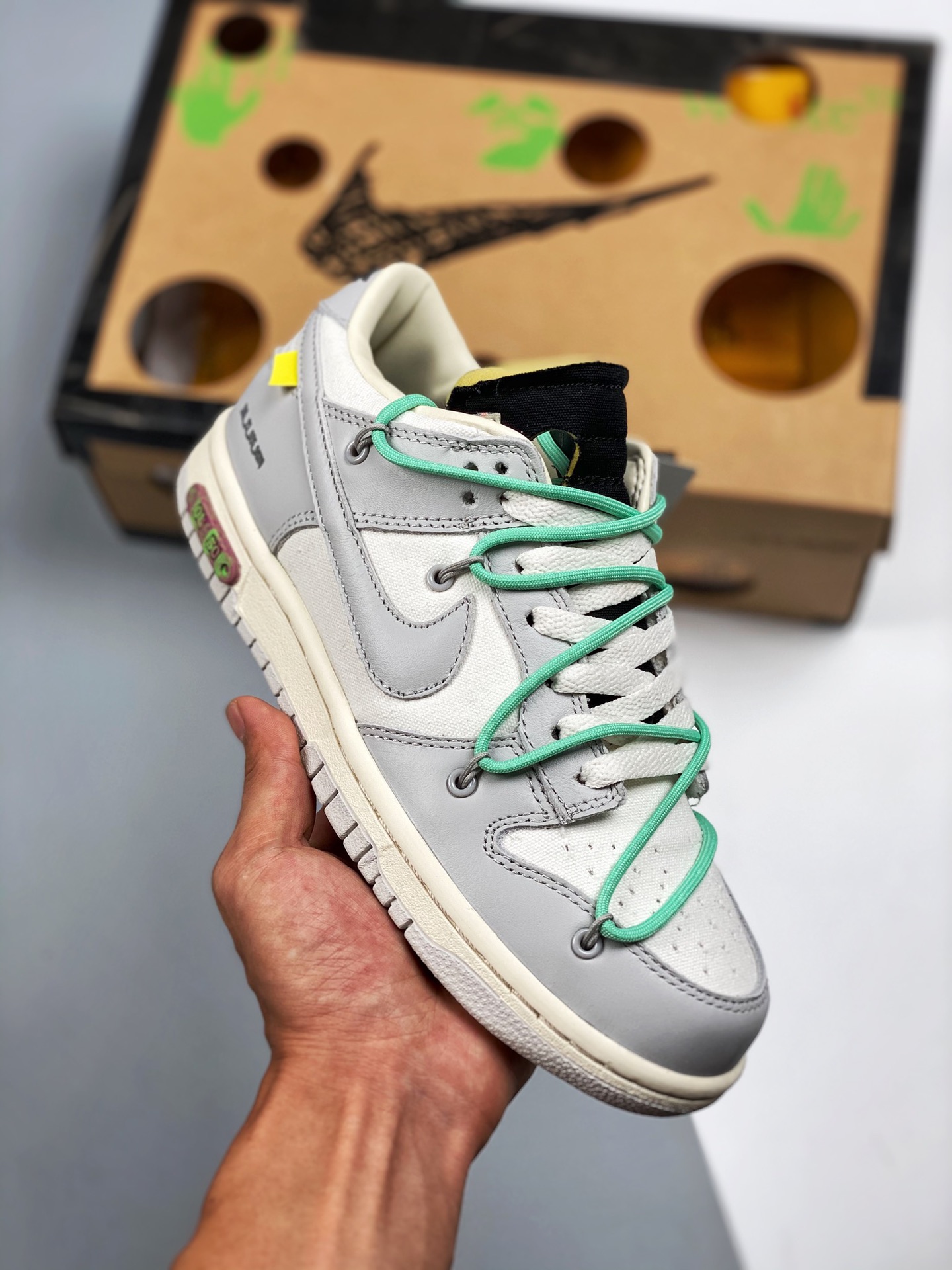 Off-White x Nike Dunk Low "04 of 50" Sail Grey Black Shoes