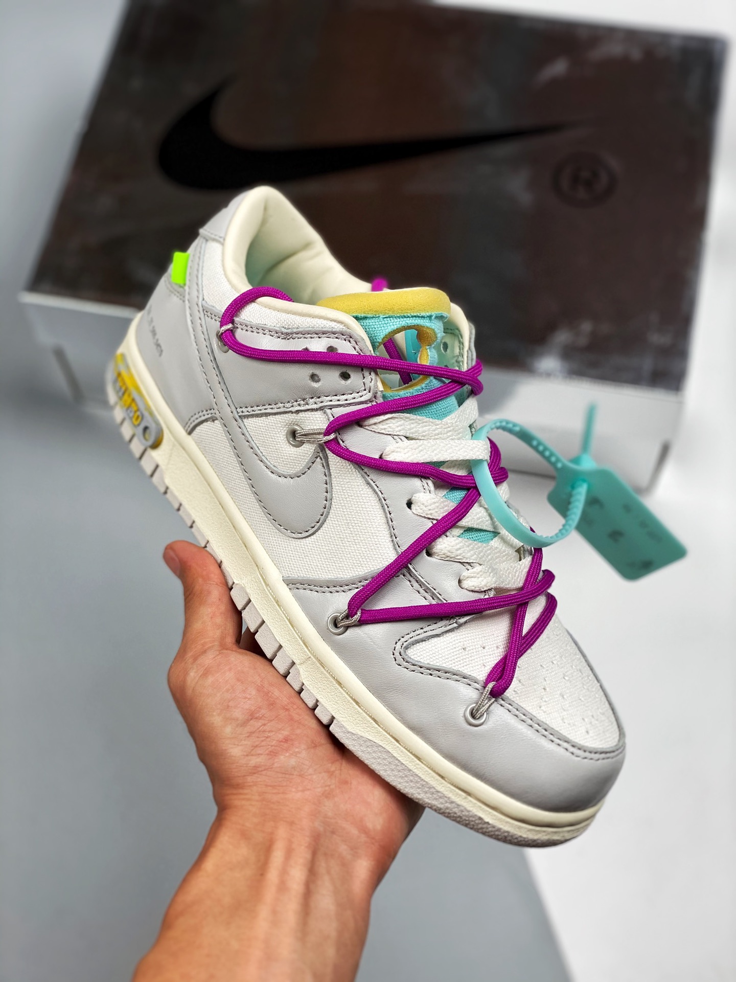 Off-White x Nike Dunk Low "21 of 50" Sail Grey Green Shoes