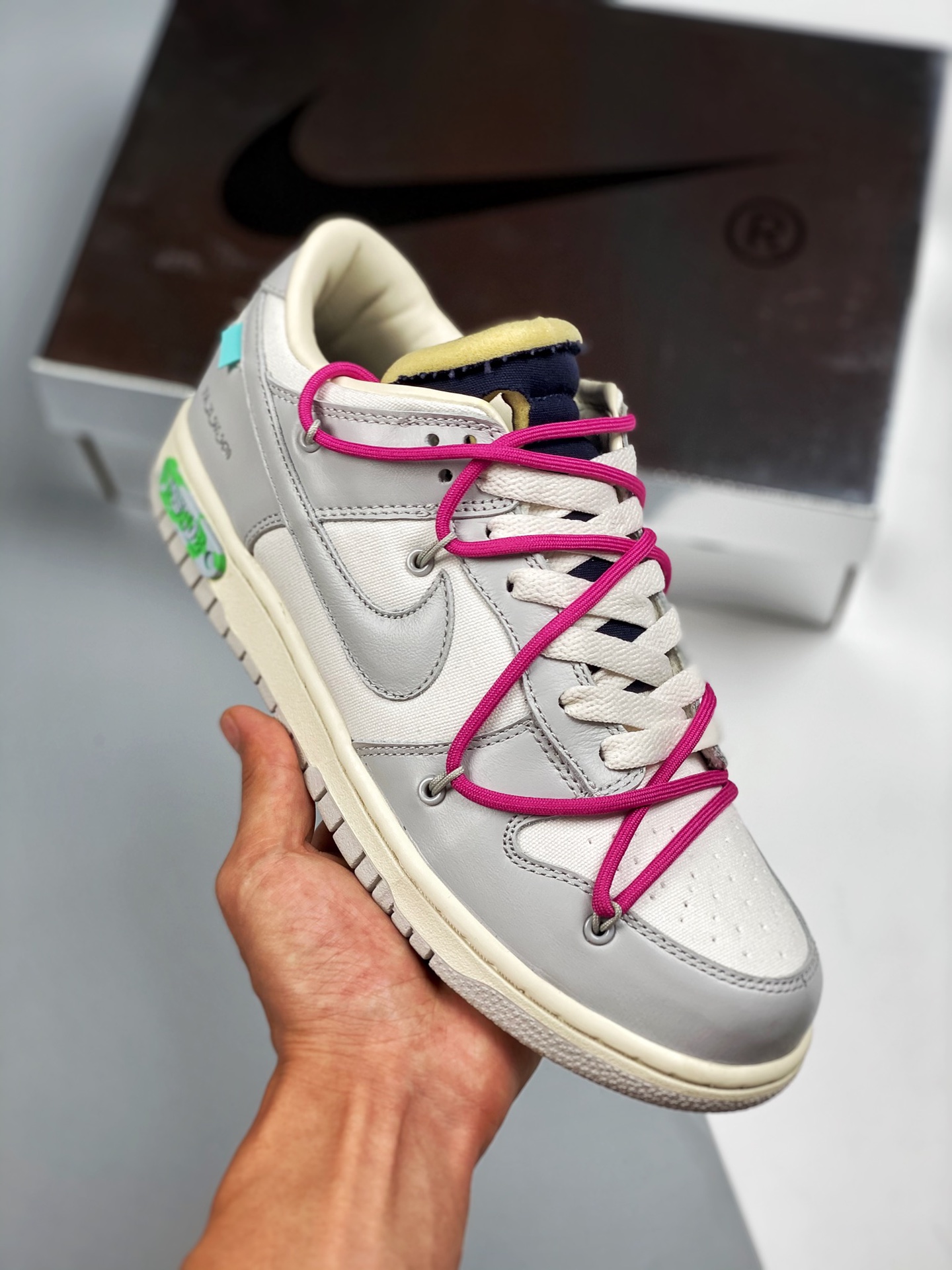Off-White x Nike Dunk Low "30 of 50" Sail Grey Navy Shoes