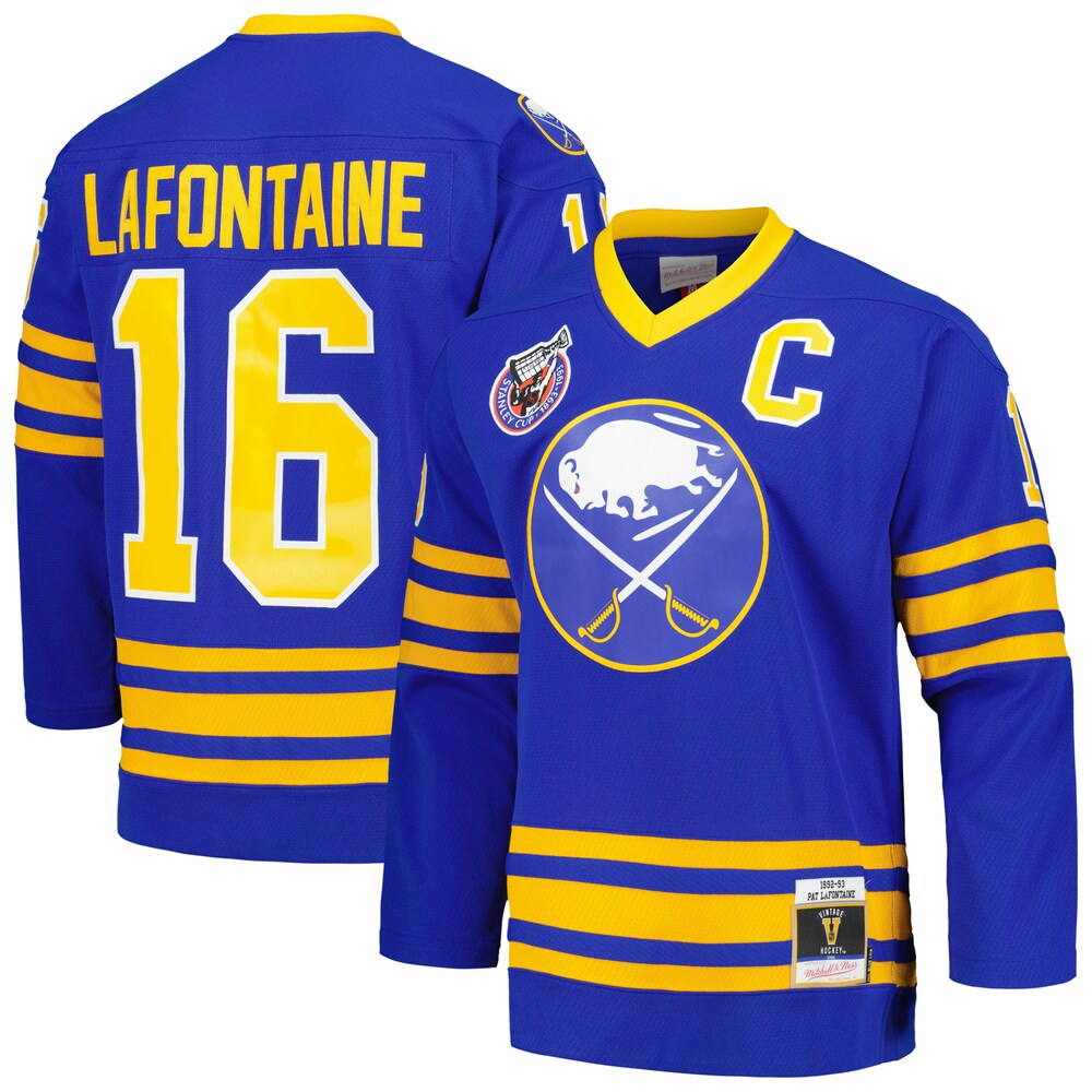 Pat LaFontaine Buffalo Sabres Mitchell & Ness Captain Patch 1992/93 Blue Line Player Jersey - Royal