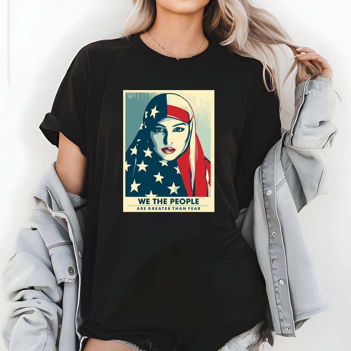 Patriotic American Flag Hijab Graphic T-Shirt - We The People Tee