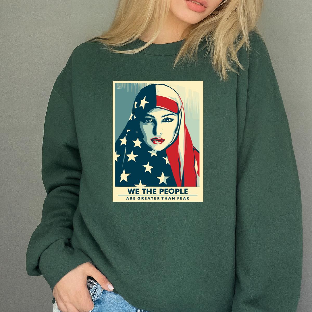 Patriotic American Flag Hijab Graphic T-Shirt - We The People Tee