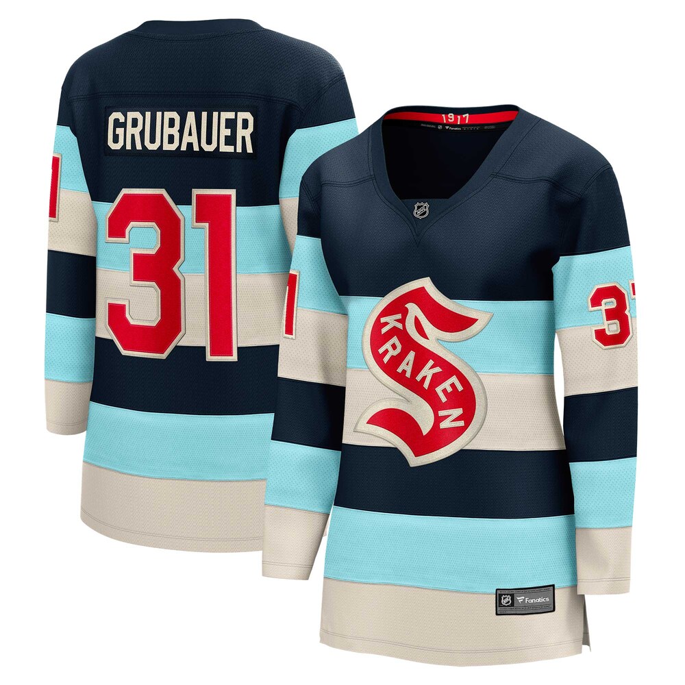 Philipp Grubauer Seattle Kraken Fanatics Branded Women's 2024 NHL Winter Classic Breakaway Player Jersey - Deep Sea Blue
