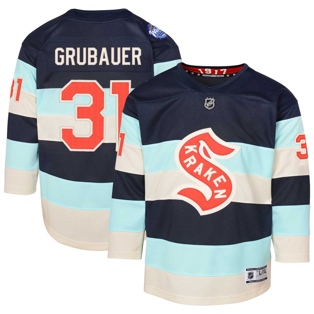 Philipp Grubauer Seattle Kraken Youth 2024 NHL Winter Classic Premier Player Jersey - Deep Sea Blue