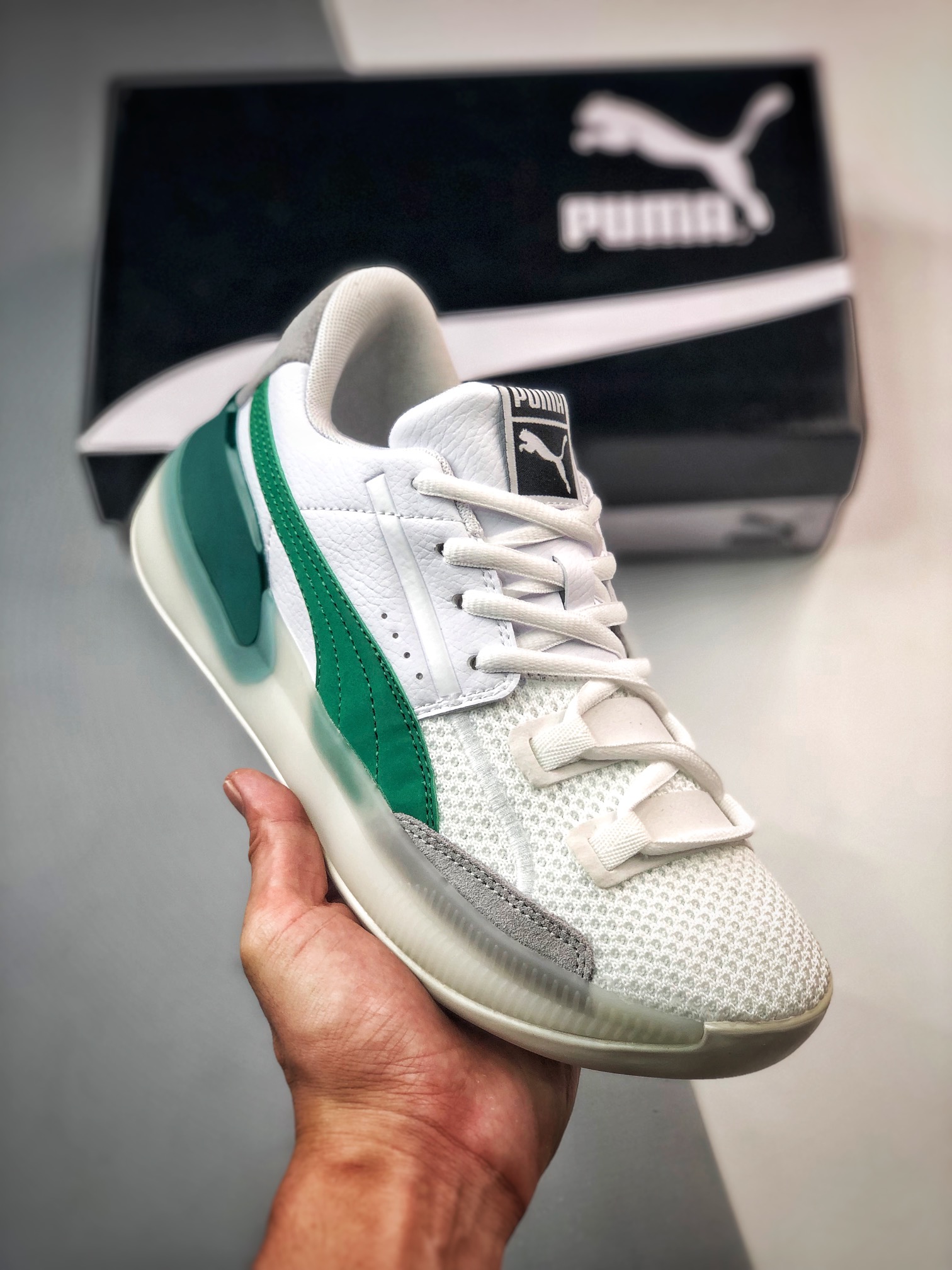Puma Clyde Hardwood White Green Shoes