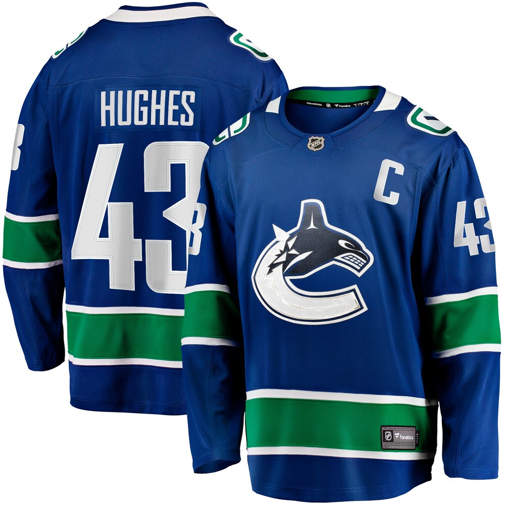 Quinn Hughes Vancouver Canucks Fanatics Branded Home Breakaway Jersey - Blue