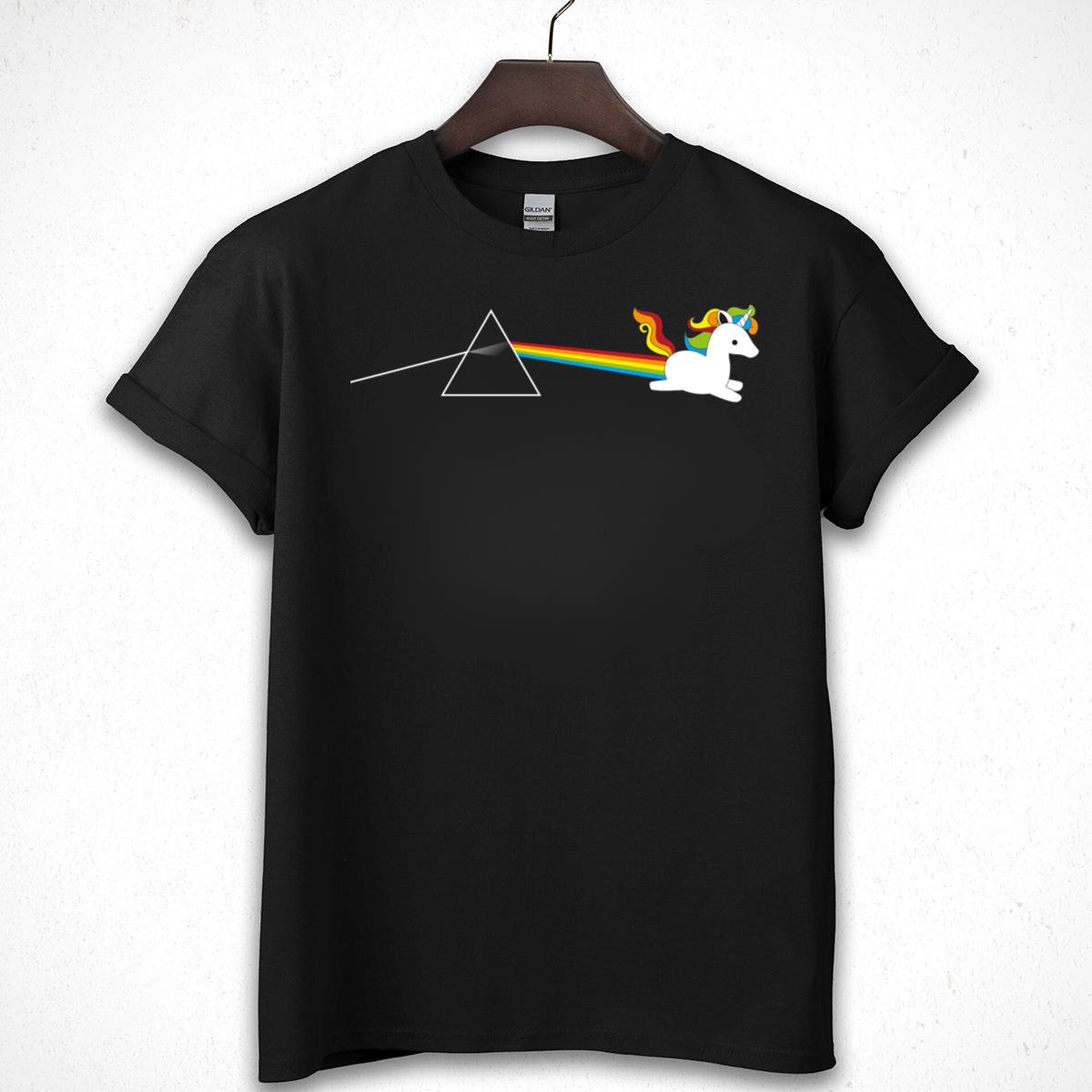 Rainbow Unicorn Dark Side Funny Graphic T-Shirt