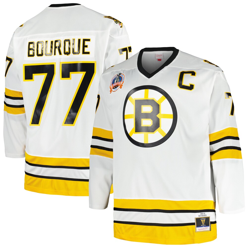 Ray Bourque Boston Bruins Mitchell & Ness Big & Tall Captain Patch Blue Line Player Jersey - White