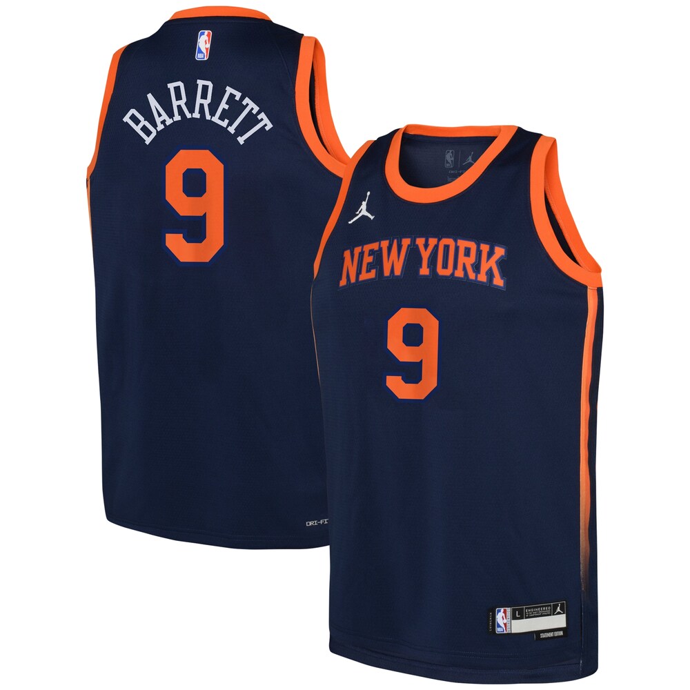 RJ Barrett New York Knicks Jordan Brand Youth Swingman Jersey - Statement - Navy