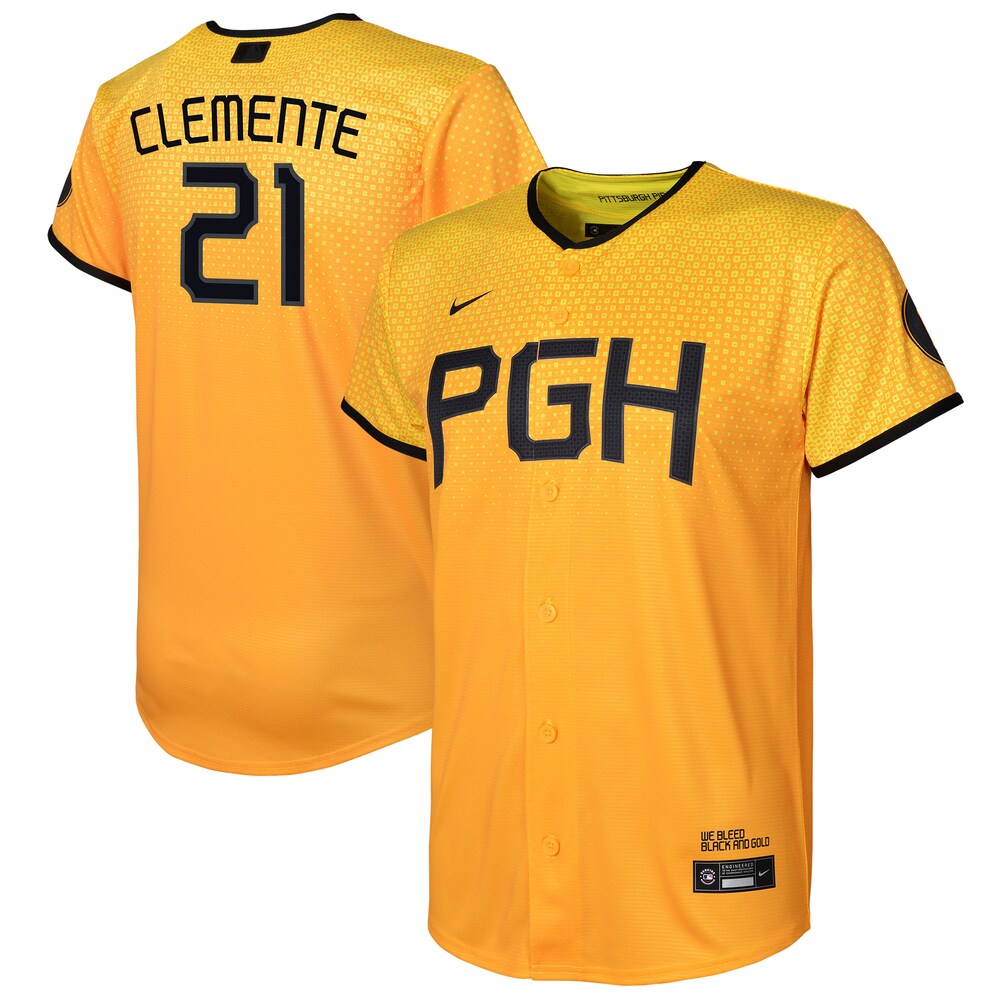 Roberto Clemente Pittsburgh Pirates Nike Preschool 2023 City Connect Replica Player Jersey - Gold