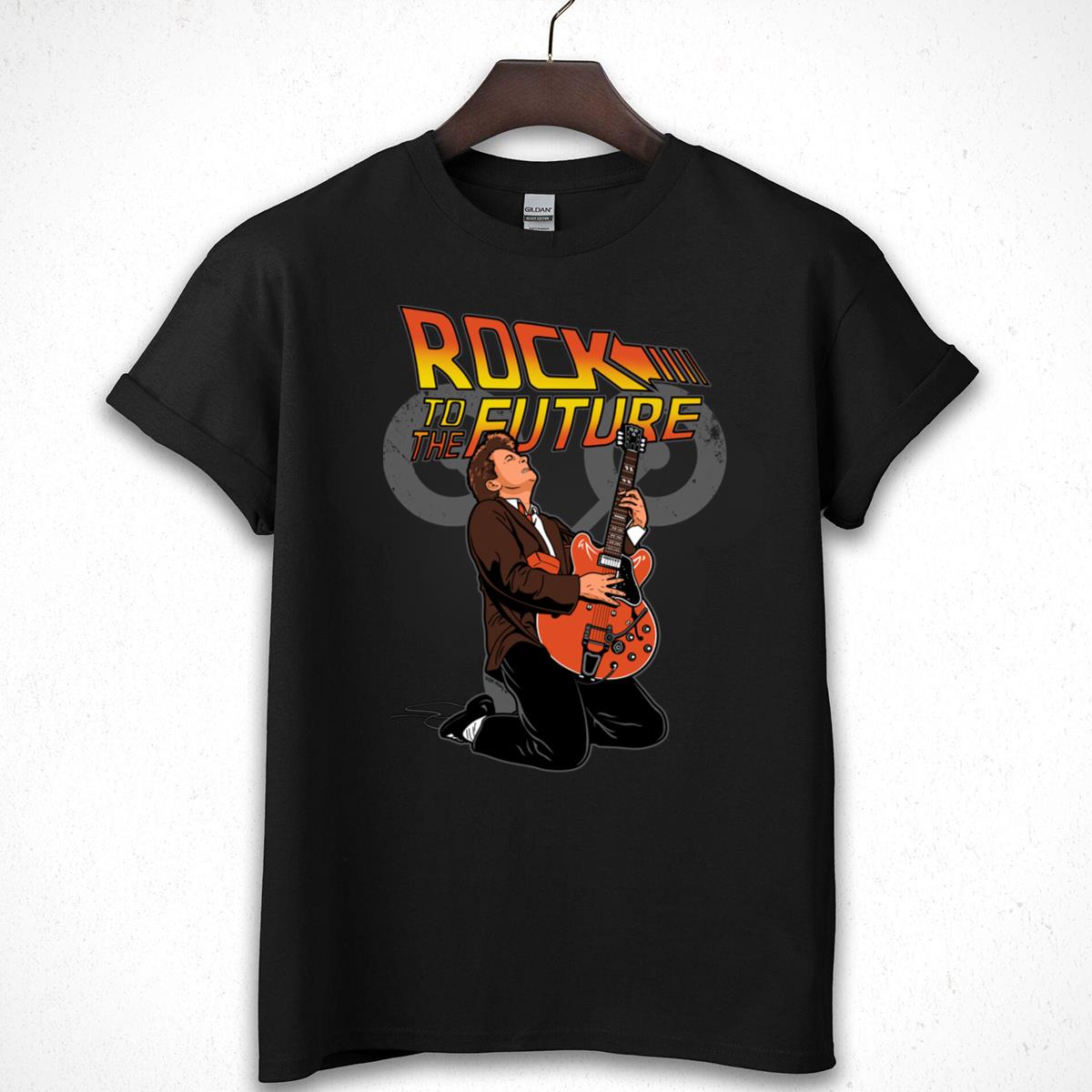 Rock to The Future Guitarist Music Retro Graphic T-Shirt