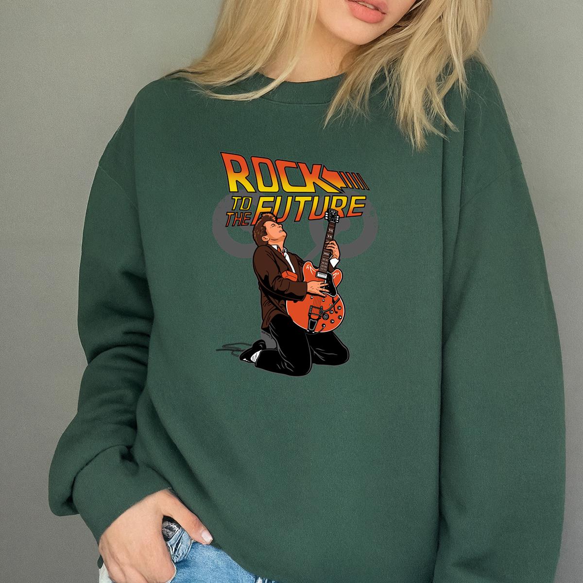 Rock to The Future Guitarist Music Retro Graphic T-Shirt