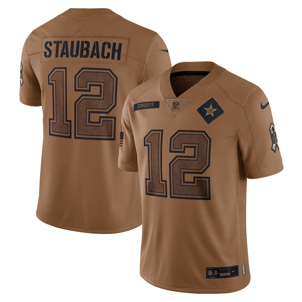 Roger Staubach Dallas Cowboys Salute To Service Retired Player Limited Jersey - Brown