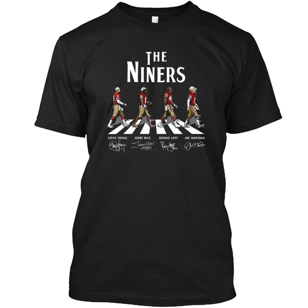 San Francisco 49Ers NFL Football Road Signatue Printed Black Unisex T-Shirt