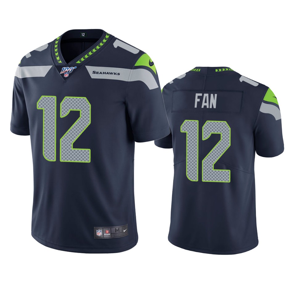 Seattle Seahawks 12th Fan Navy 100th Season Vapor Limited Jersey - Lazerze