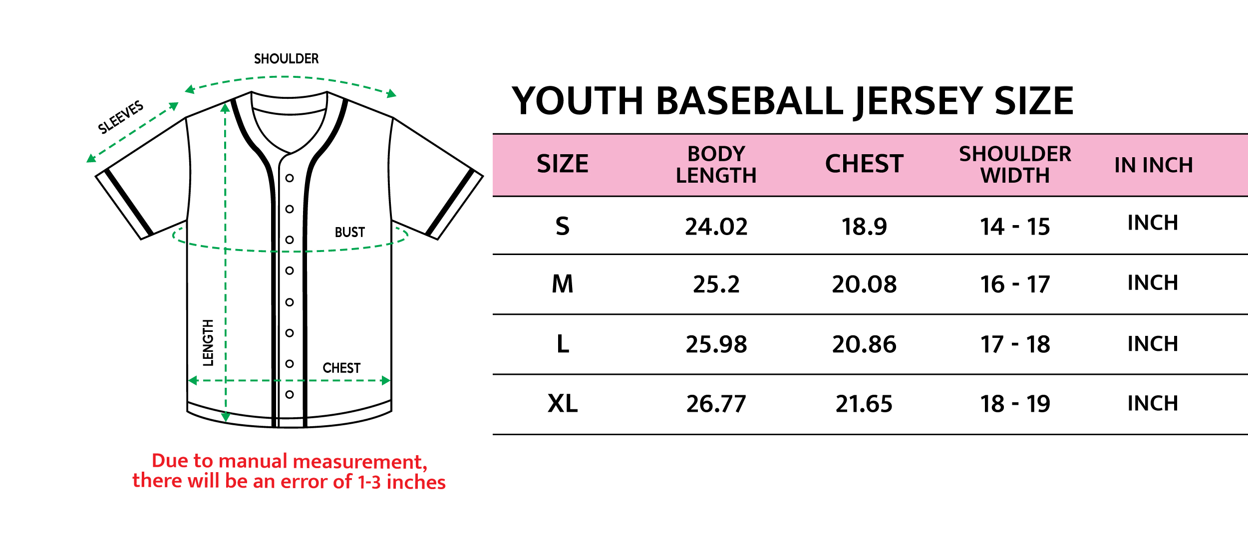 MLB Youth Jersey Size Chart 22092023