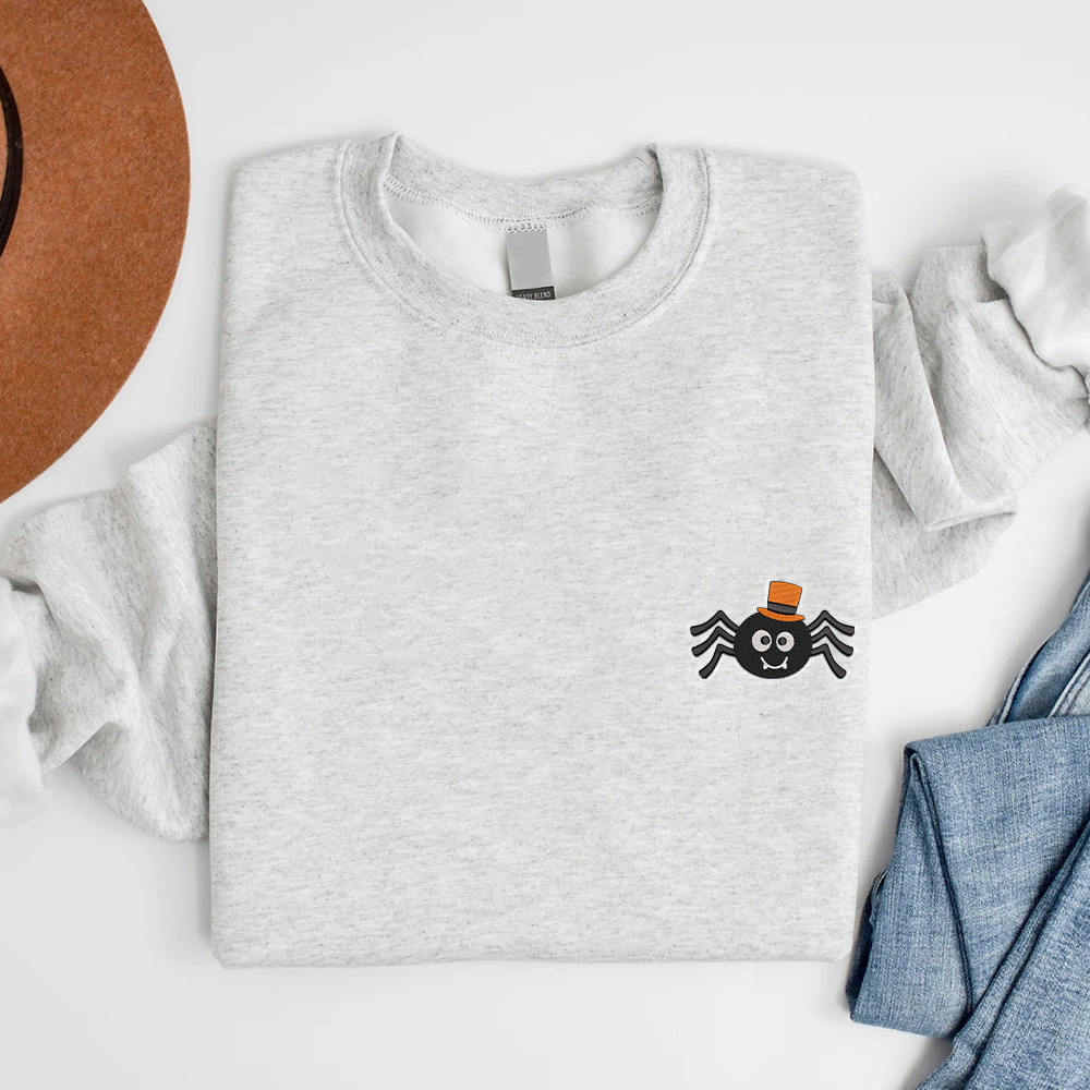 Spider Boy Pocket Inspired Embroidered Crewneck Sweatshirt, Halloween Embroidered Shirt