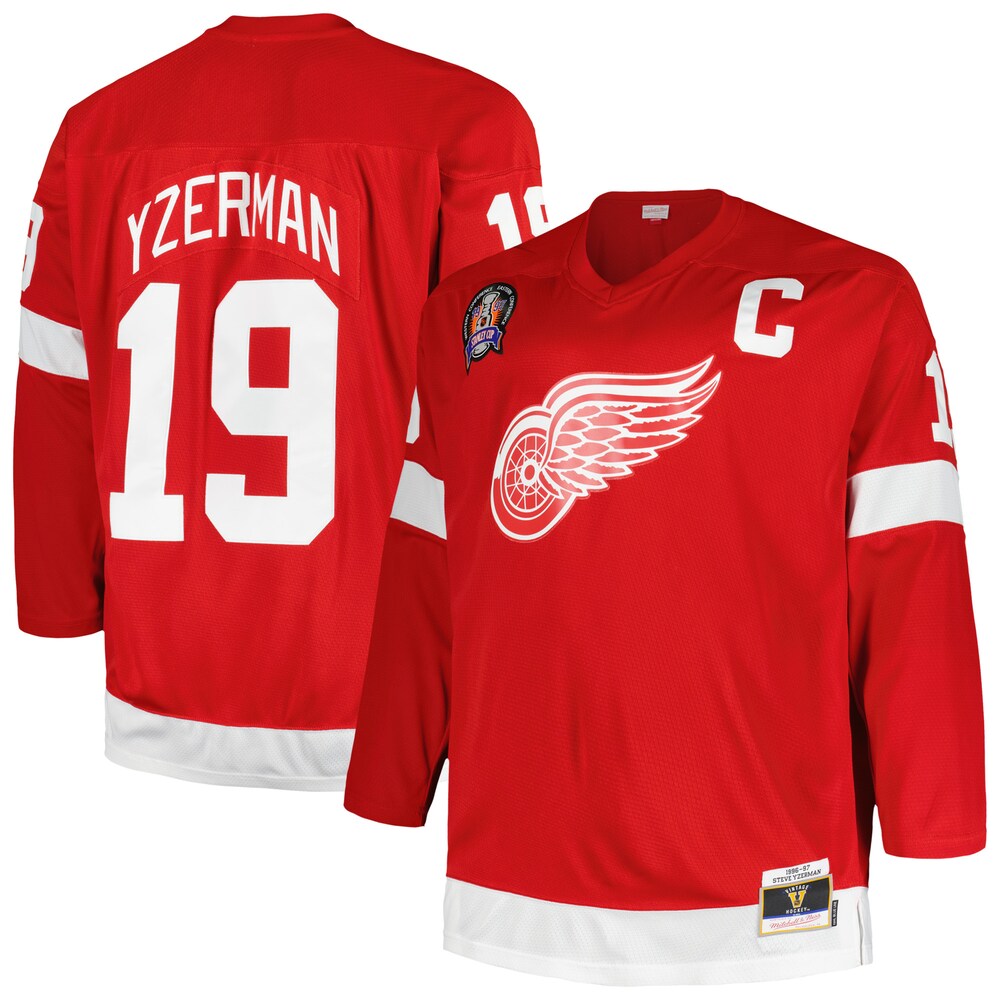 Steve Yzerman Detroit Red Wings Mitchell & Ness Big & Tall Captain Patch Blue Line Player Jersey - Red