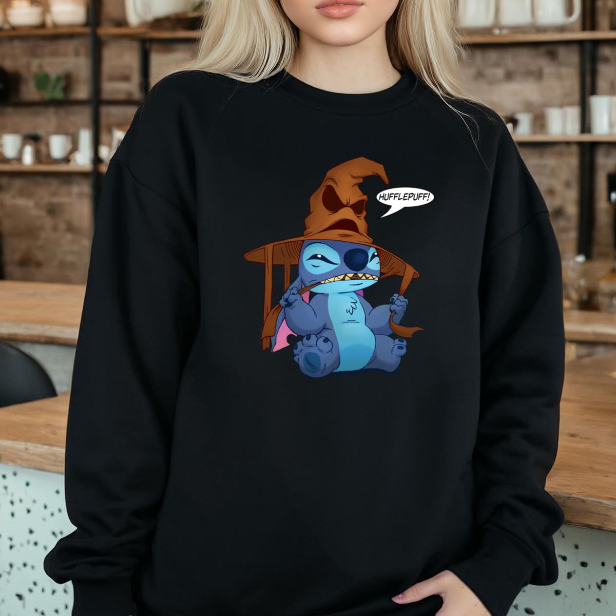 Stitch Hufflepuff Sorting Hat Funny Graphic T-Shirt