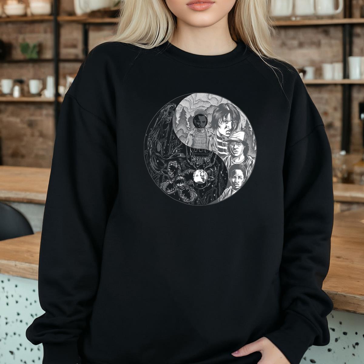 Stranger Things Yin Yang Demogorgon Graphic Tee