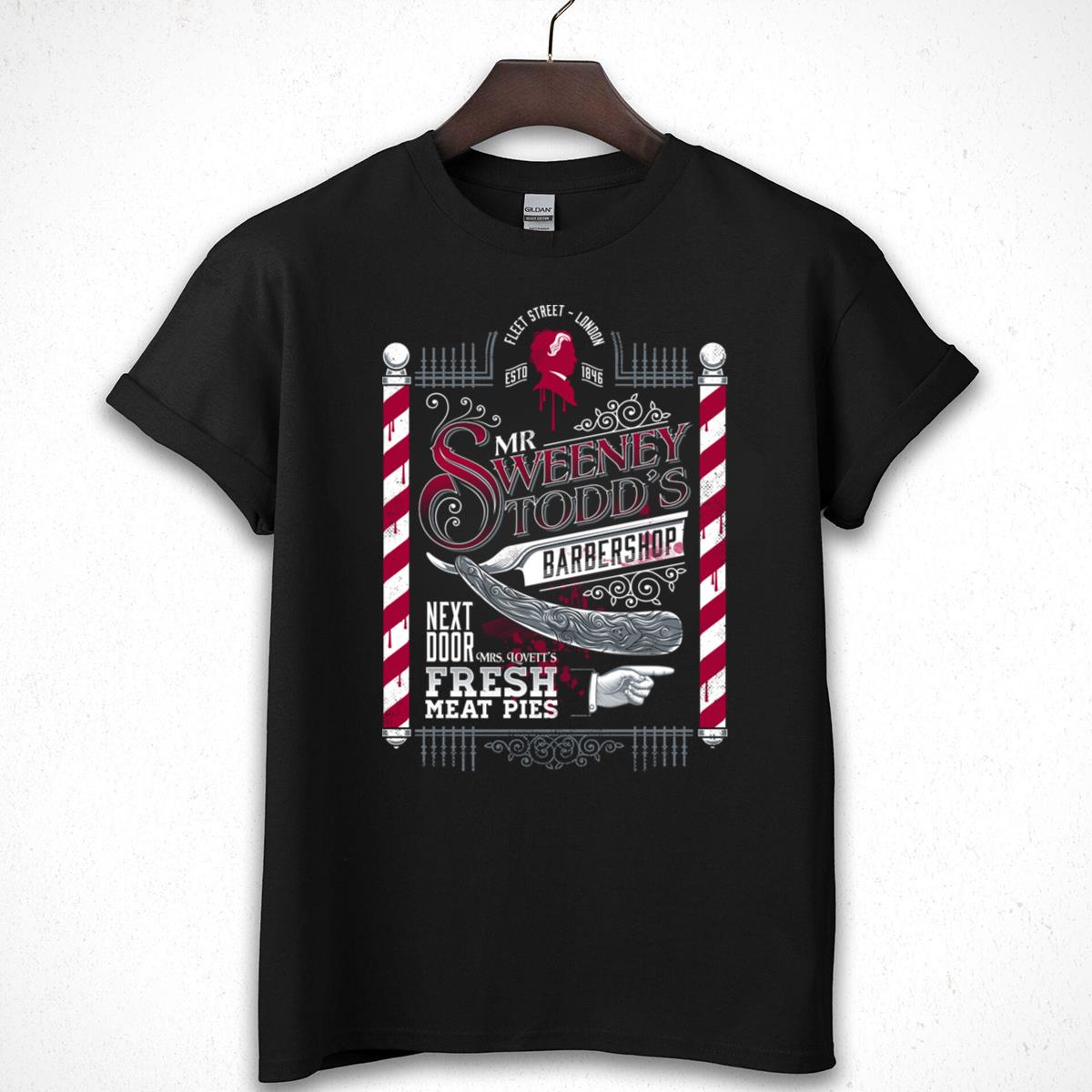 Sweeney Todd Barbershop Graphic Tee - Fleet Street London Horror Movie T-Shirt