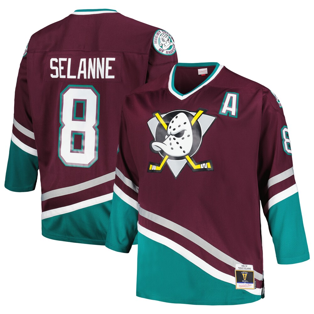 Teemu Selanne Anaheim Ducks Mitchell & Ness Big & Tall   Blue Line Player Jersey - Purple