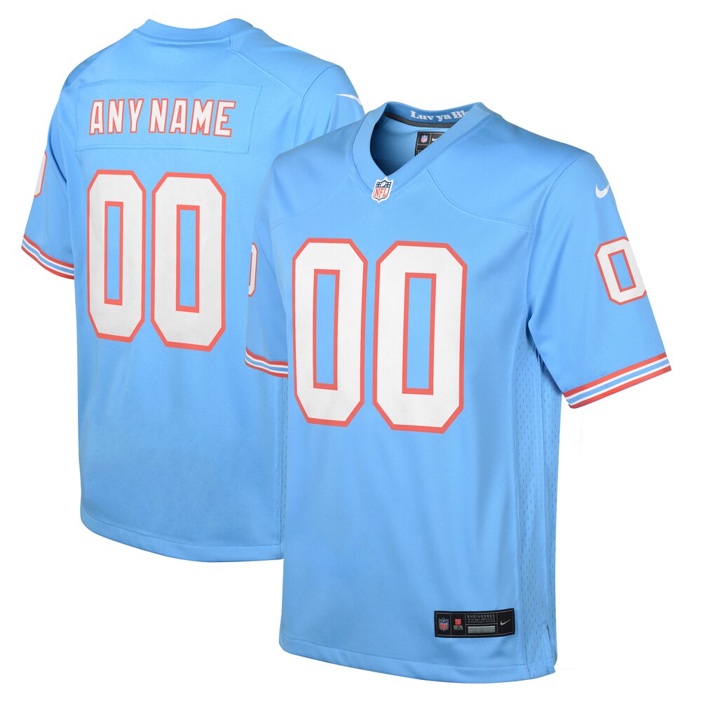 Tennessee Titans Nike Youth Oilers Throwback Custom Game Jersey - Light Blue