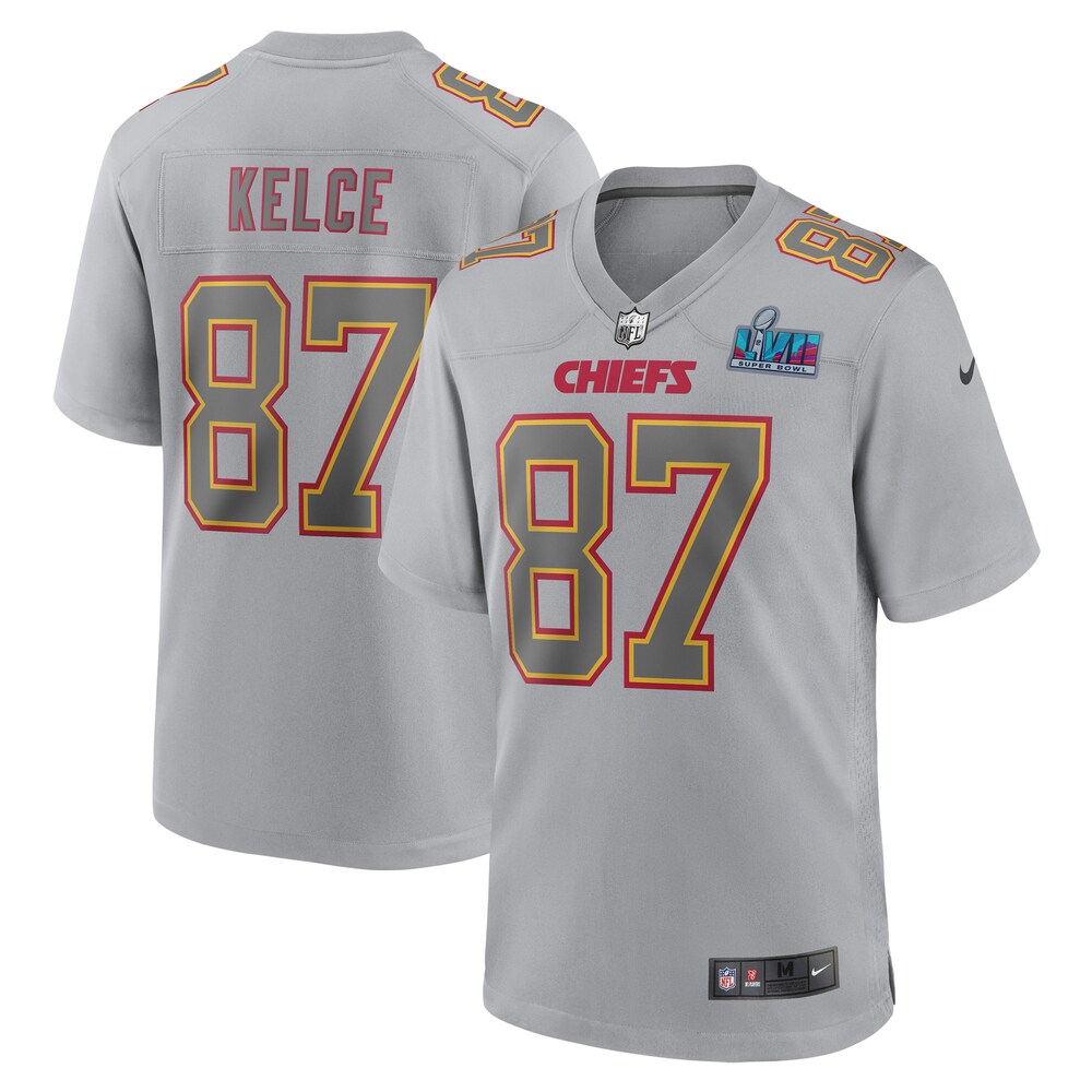 Travis Kelce Kansas City Chiefs Nike Youth Super Bowl LVII Patch Atmosphere Fashion Game Jersey - Gray