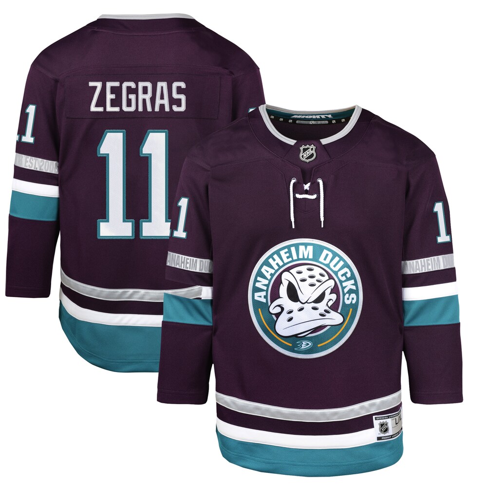 Trevor Zegras Anaheim Ducks Youth 30th Anniversary Premier Player Jersey – Purple