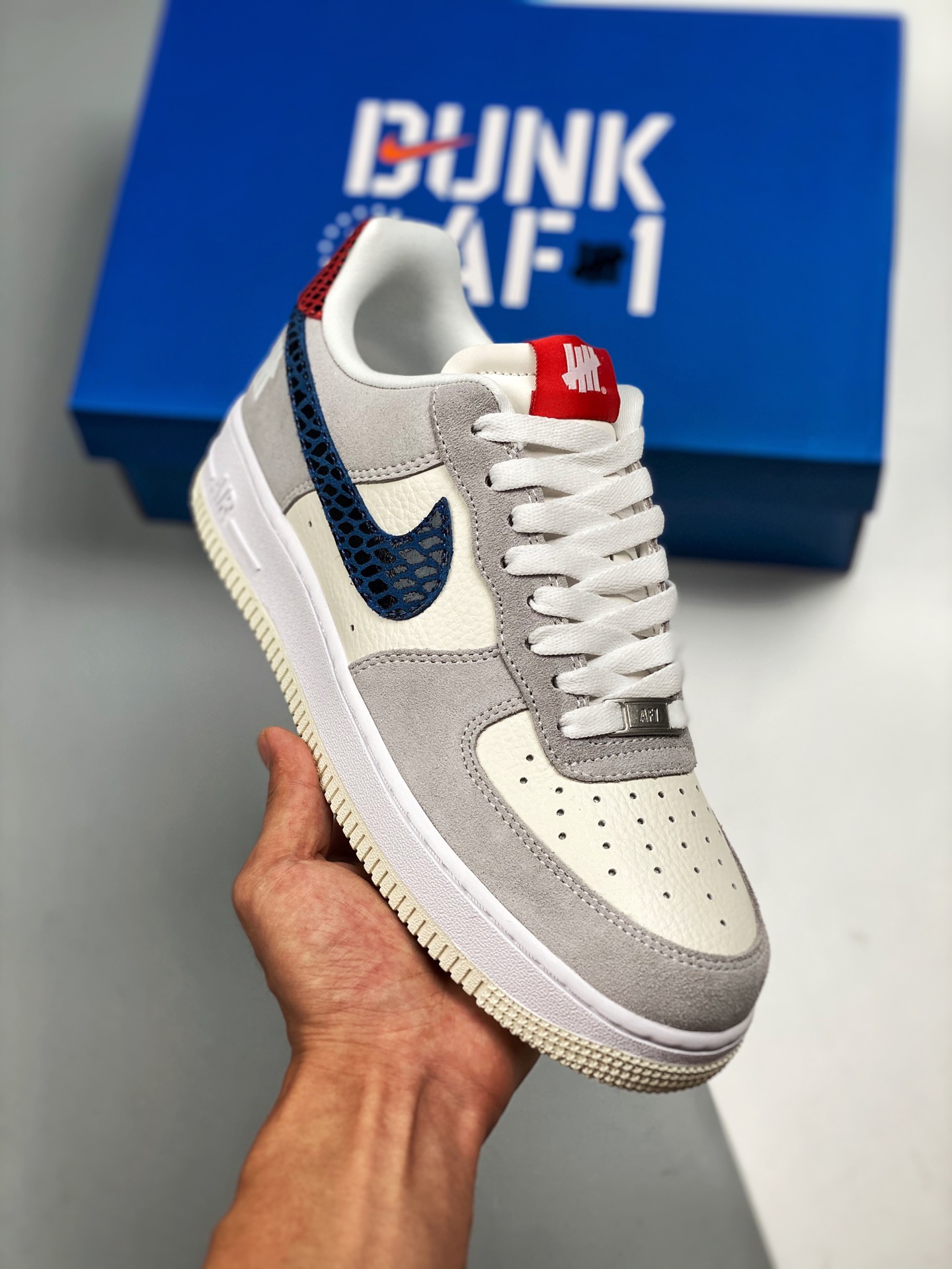 Undefeated x Nike Air AF Force 1 '5 On It' Grey Fog/Imperial Blue Shoes