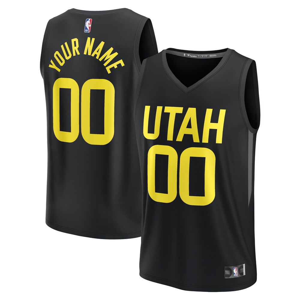 Utah Jazz Fanatics Branded Youth Fast Break Replica Custom Jersey - Statement Edition - Black