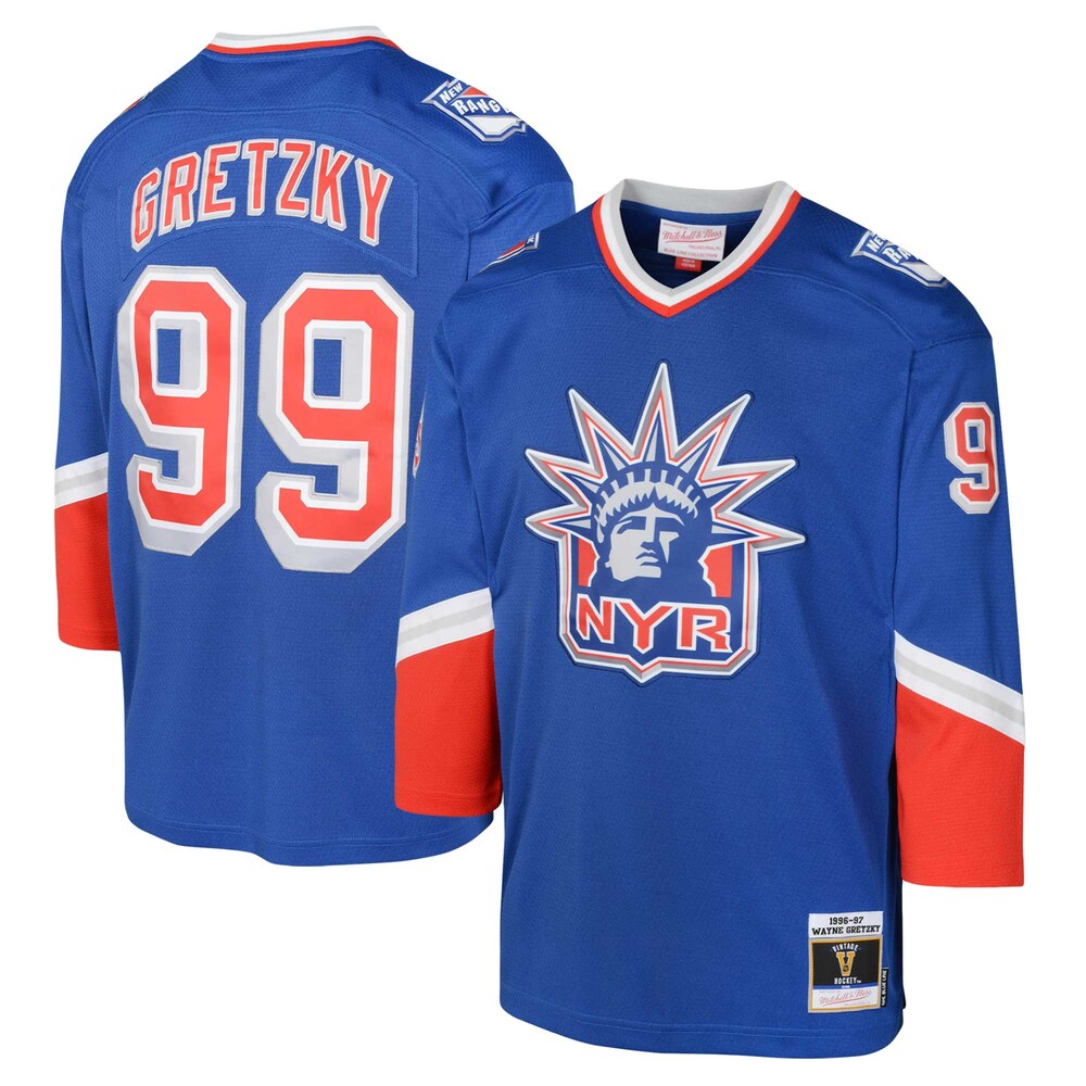 Wayne Gretzky New York Rangers Mitchell & Ness Youth 1996 Blue Line Player Jersey - Royal