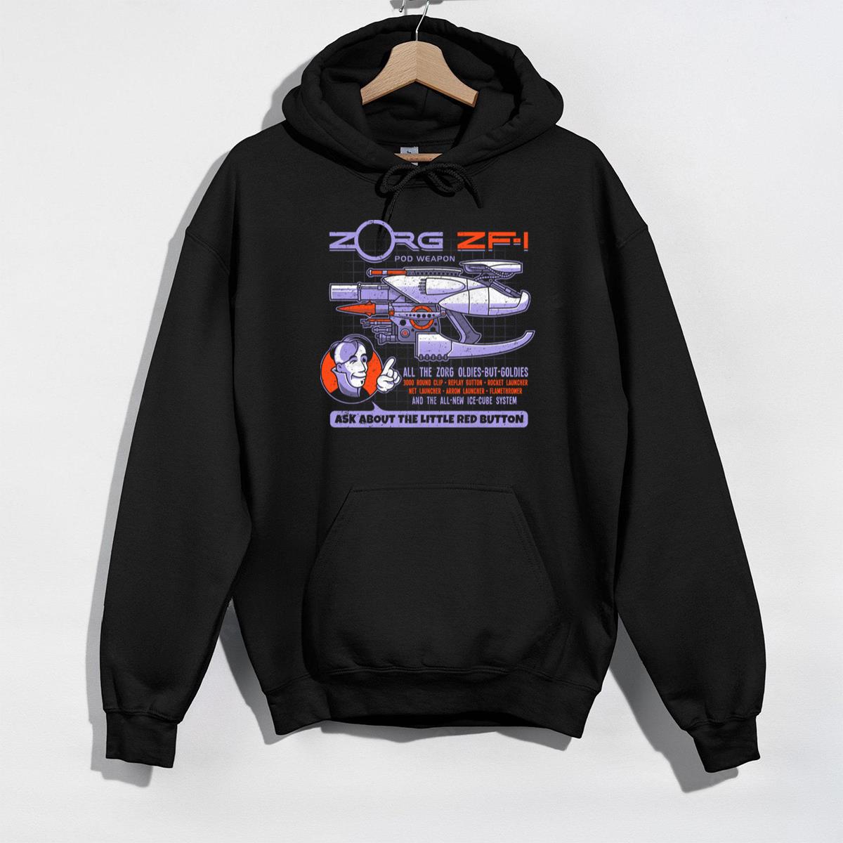 Zorg ZFI Pod Weapon Retro Graphic T-Shirt, Sci-Fi Rocket Launcher Tee