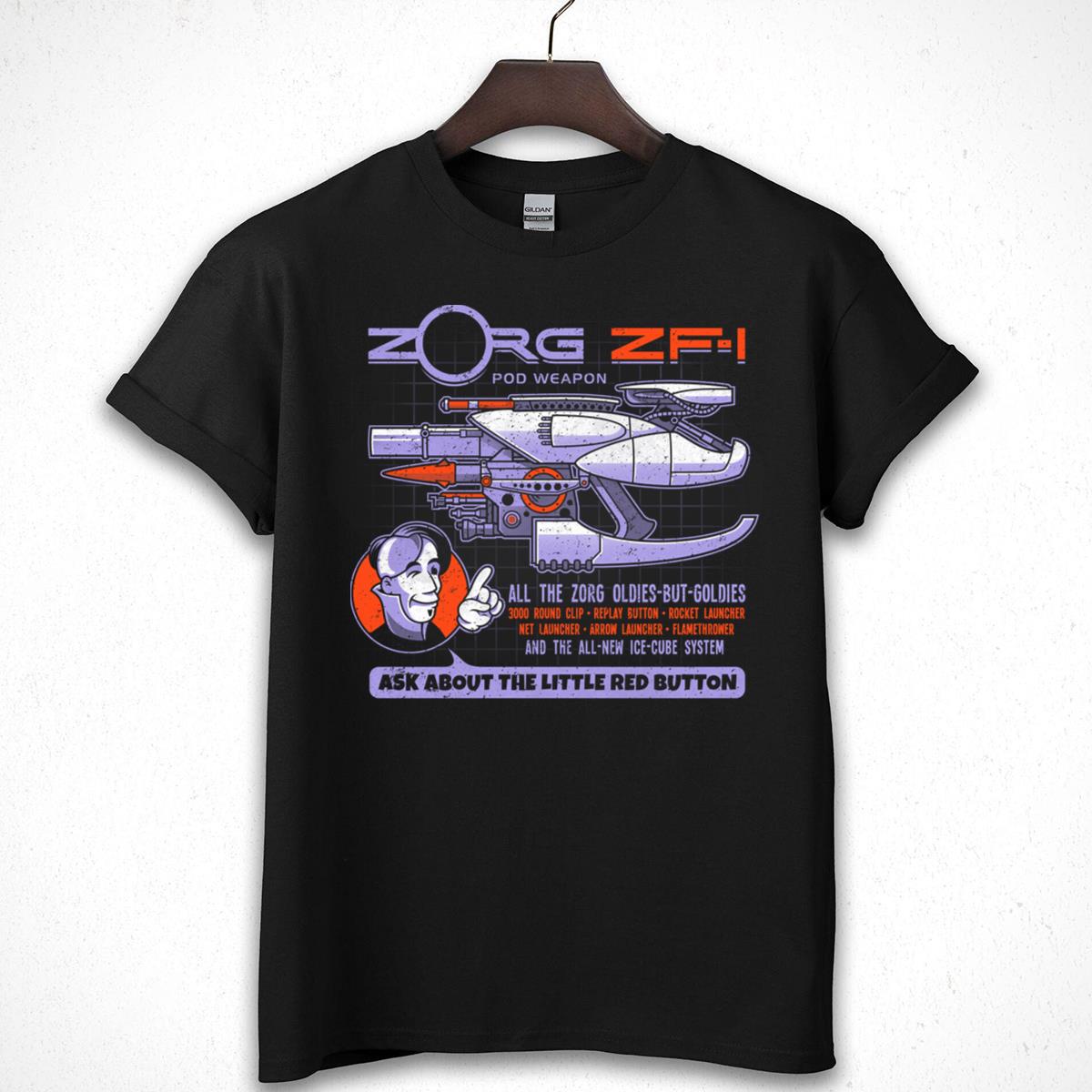 Zorg ZFI Pod Weapon Retro Graphic T-Shirt, Sci-Fi Rocket Launcher Tee