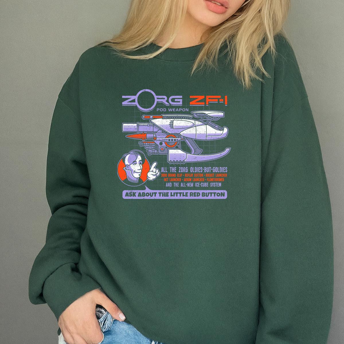 Zorg ZFI Pod Weapon Retro Graphic T-Shirt, Sci-Fi Rocket Launcher Tee